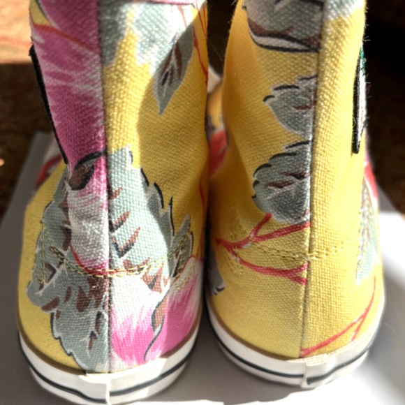 PALM ANGELS Appliquéd floral-print canvas high-top sneakers size 9 - Picture 5 of 5